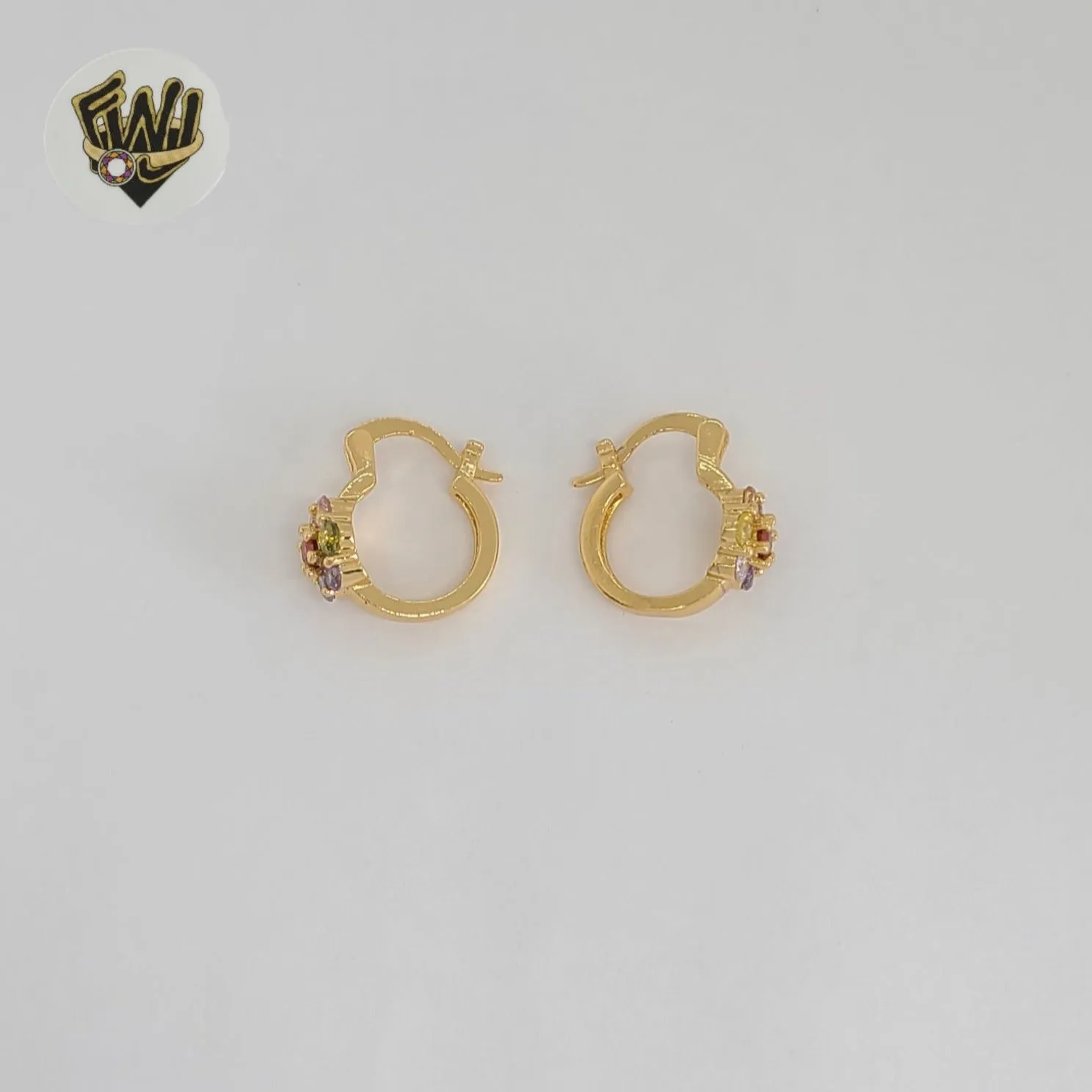 (1-2632-4) Gold Laminate - Zircon Flower Hoops - BGO