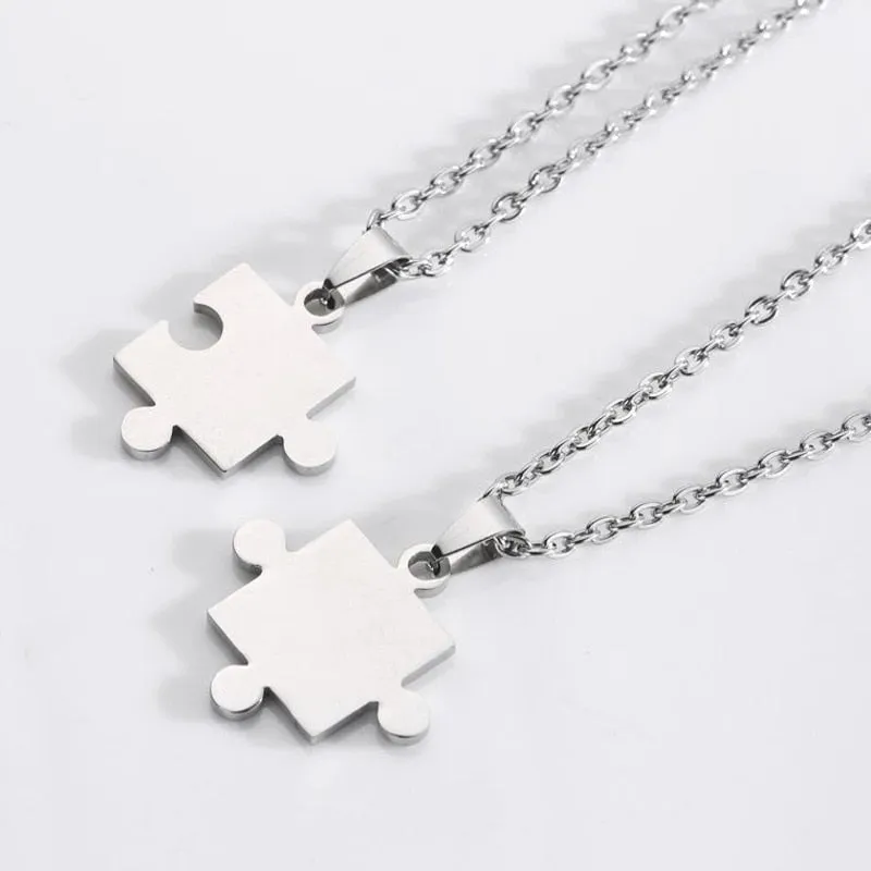 1 Pair puzzle Pendant Chain piece necklace for couples