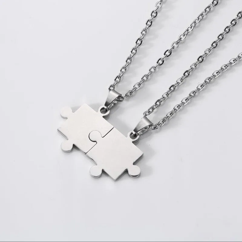 1 Pair puzzle Pendant Chain piece necklace for couples