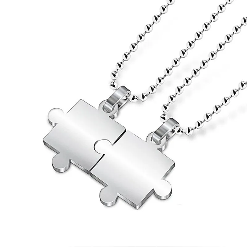 1 Pair puzzle Pendant Chain piece necklace for couples