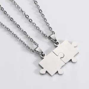 1 Pair puzzle Pendant Chain piece necklace for couples