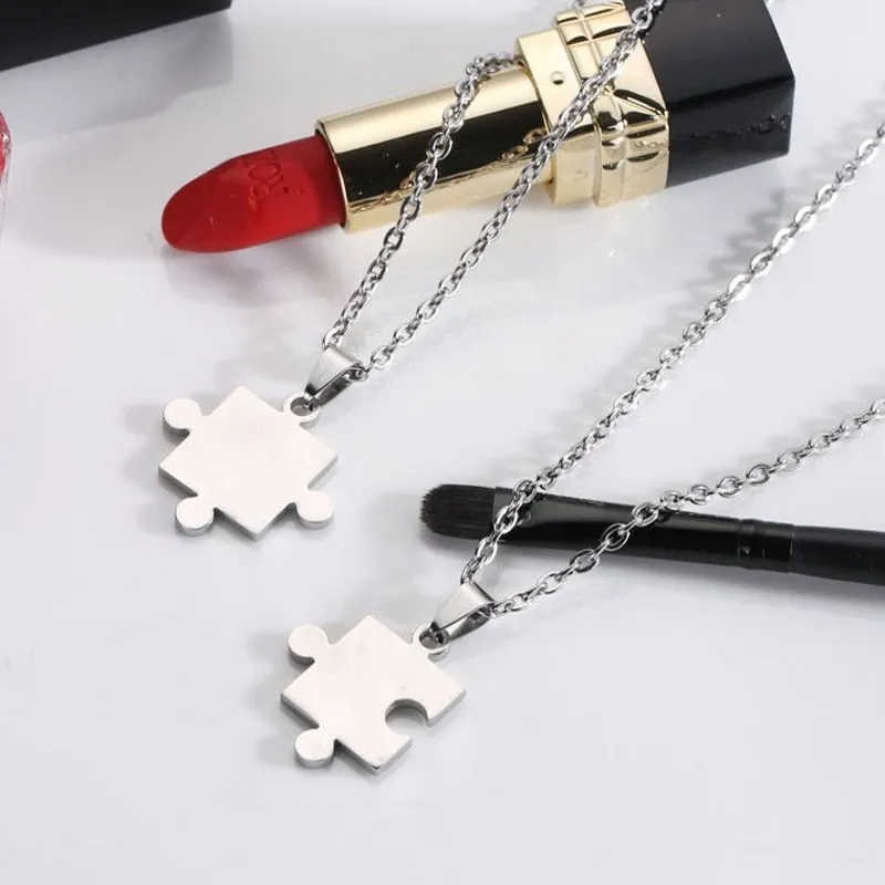 1 Pair puzzle Pendant Chain piece necklace for couples