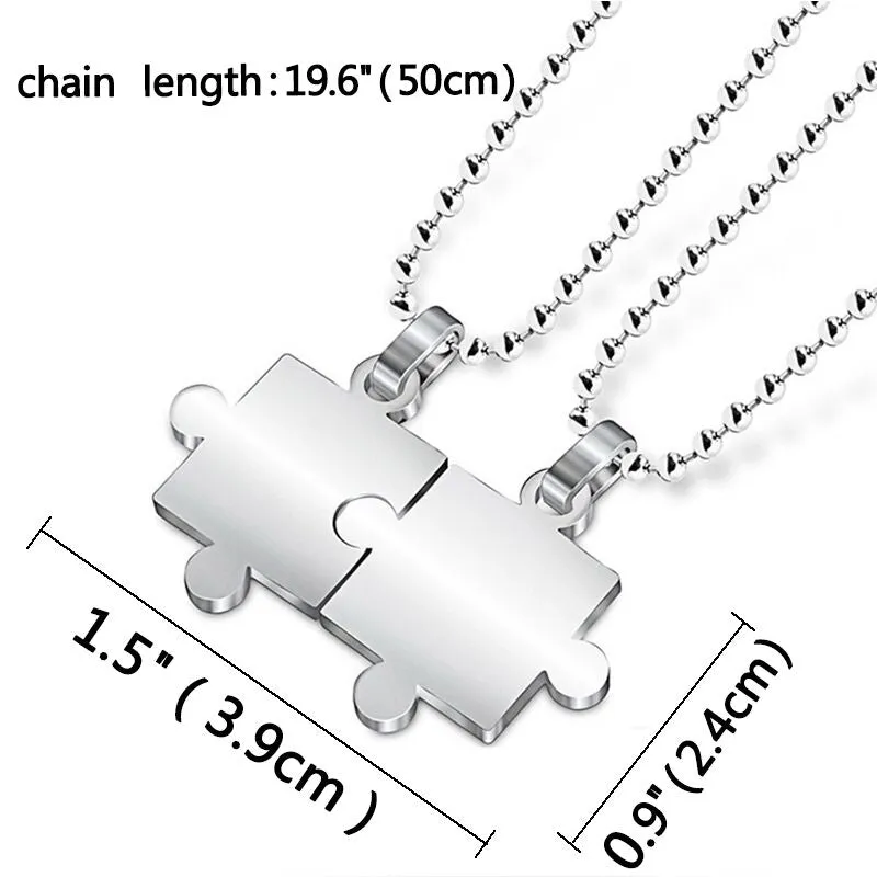 1 Pair puzzle Pendant Chain piece necklace for couples