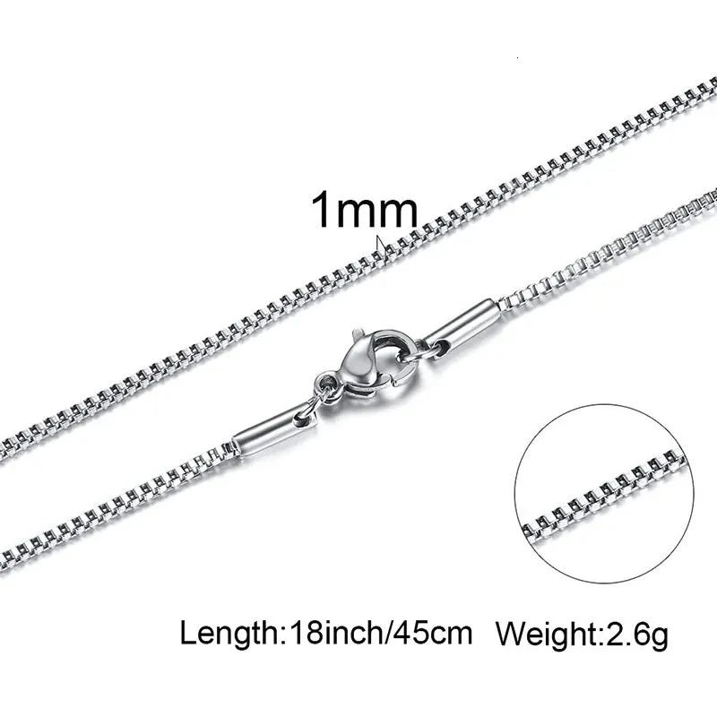 1 TO 3MM THICK STAINLESS STEEL BOX CHAIN NECKLACE