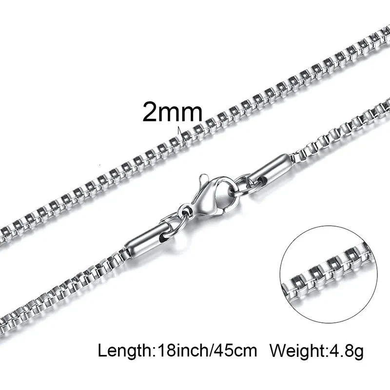 1 TO 3MM THICK STAINLESS STEEL BOX CHAIN NECKLACE