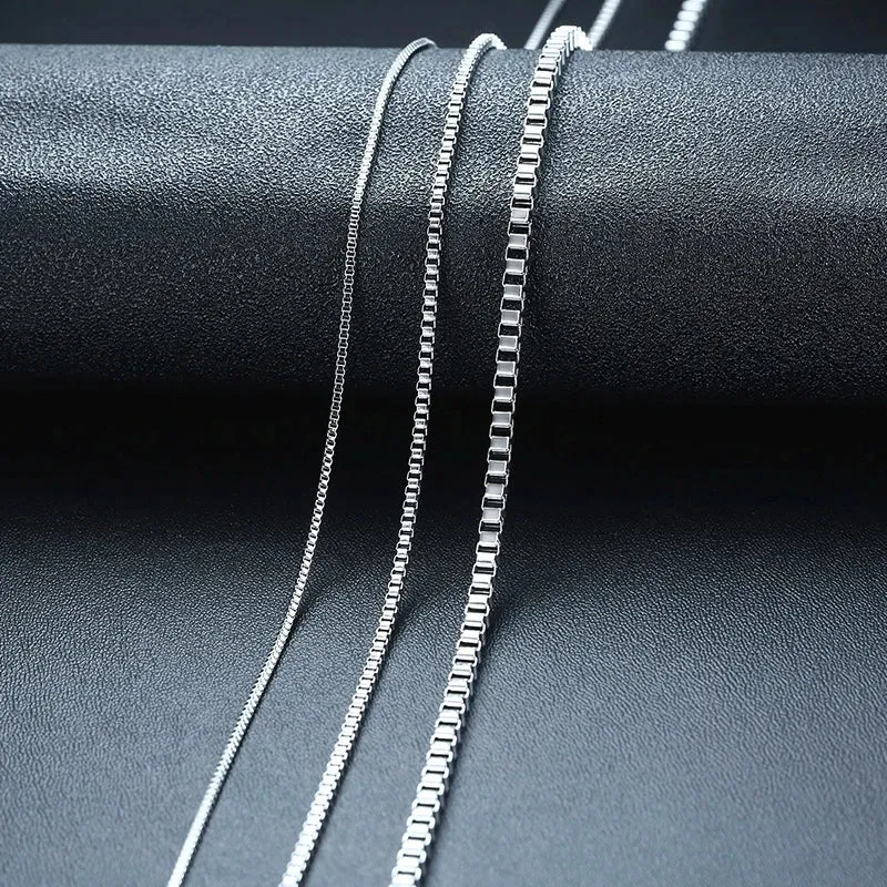 1 TO 3MM THICK STAINLESS STEEL BOX CHAIN NECKLACE