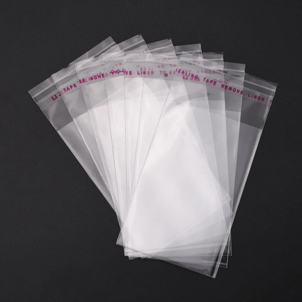 100 pc OPP Cellophane Bags, Rectangle, Clear, 10x5cm, Unilateral thickness: 0.035mm, Inner measure: 7.5x5cm