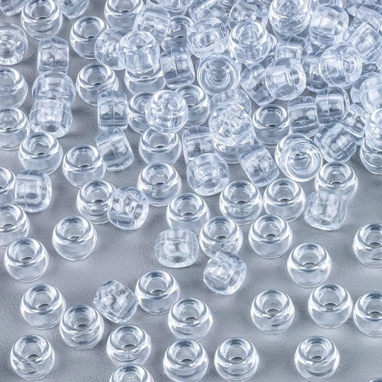 1000  Pcs Pony Beads Bulk - Plastic Bracelet Beads  6X9 Mm Crystal White Clear Pony Beads for Bracelets Making Hair Beads for Braids DIY Crafts Key Chai Jewelry Making Home Decor Beads