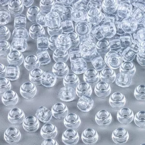 1000  Pcs Pony Beads Bulk - Plastic Bracelet Beads  6X9 Mm Crystal White Clear Pony Beads for Bracelets Making Hair Beads for Braids DIY Crafts Key Chai Jewelry Making Home Decor Beads