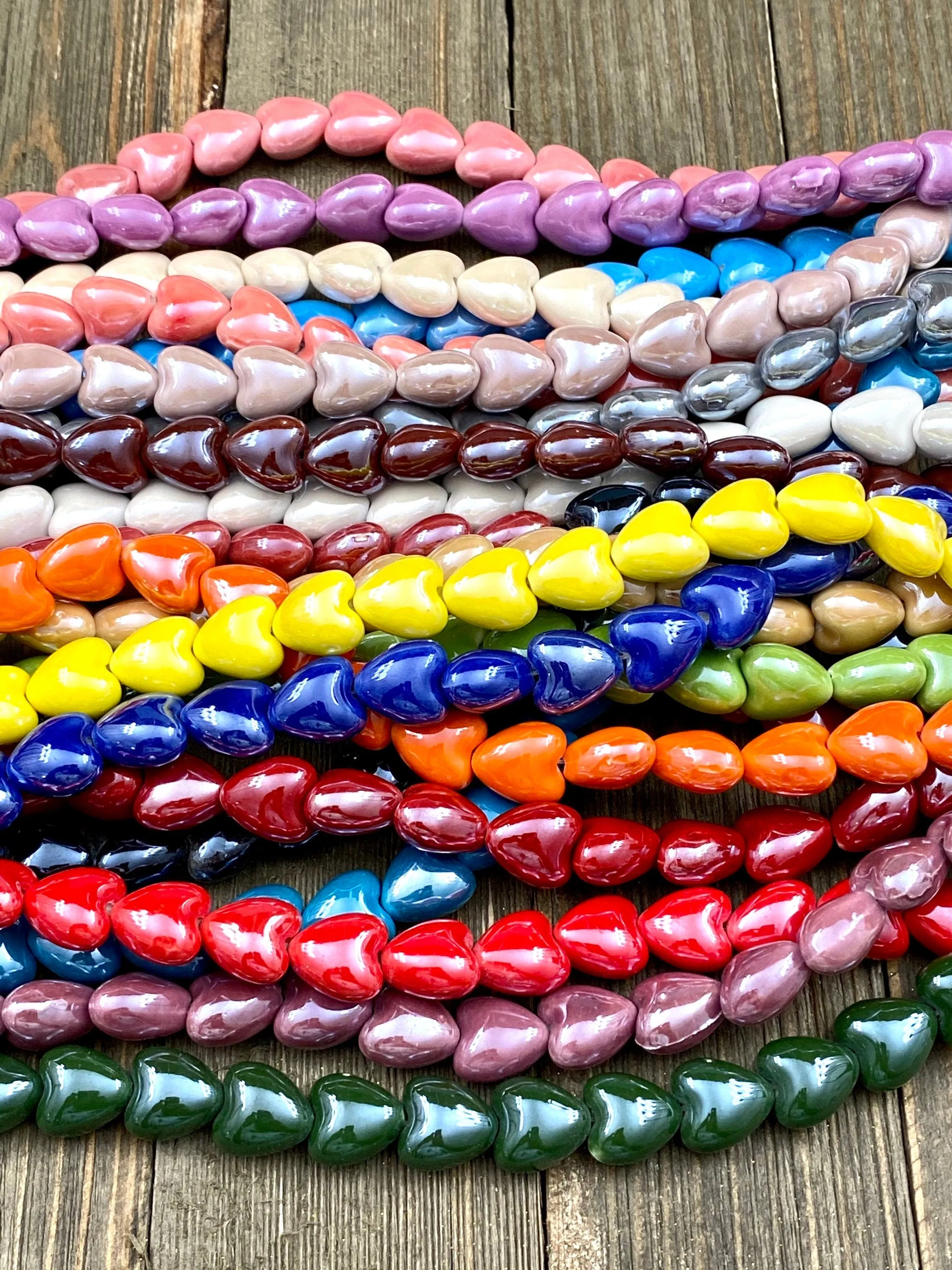 10/20 Heart Shape Ceramic Beads Porcelain Shiny Smooth Multicolor Spacers DIY Earrings Bracelets Anklets Bohemian Jewelry Findings Supplies