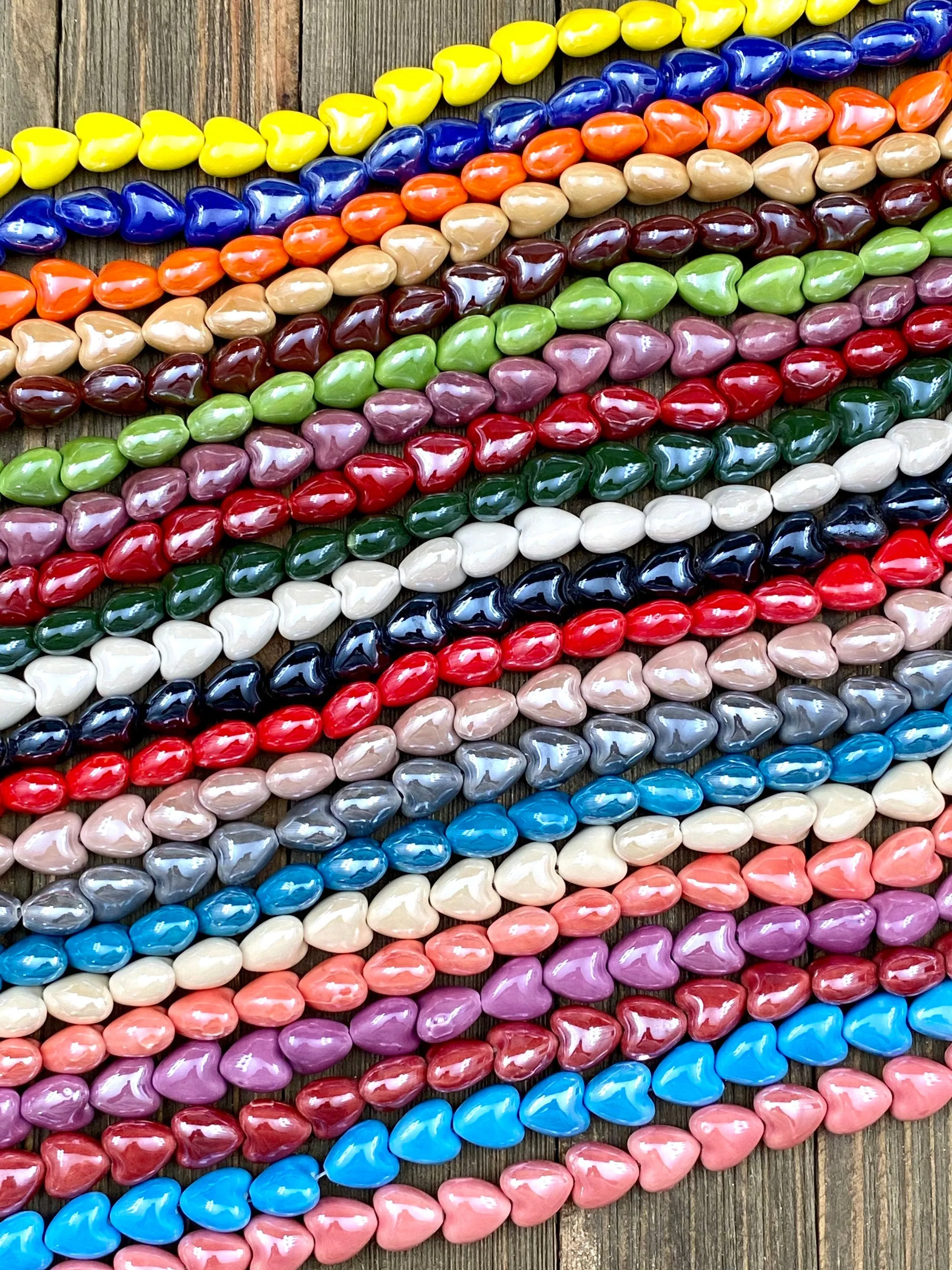 10/20 Heart Shape Ceramic Beads Porcelain Shiny Smooth Multicolor Spacers DIY Earrings Bracelets Anklets Bohemian Jewelry Findings Supplies
