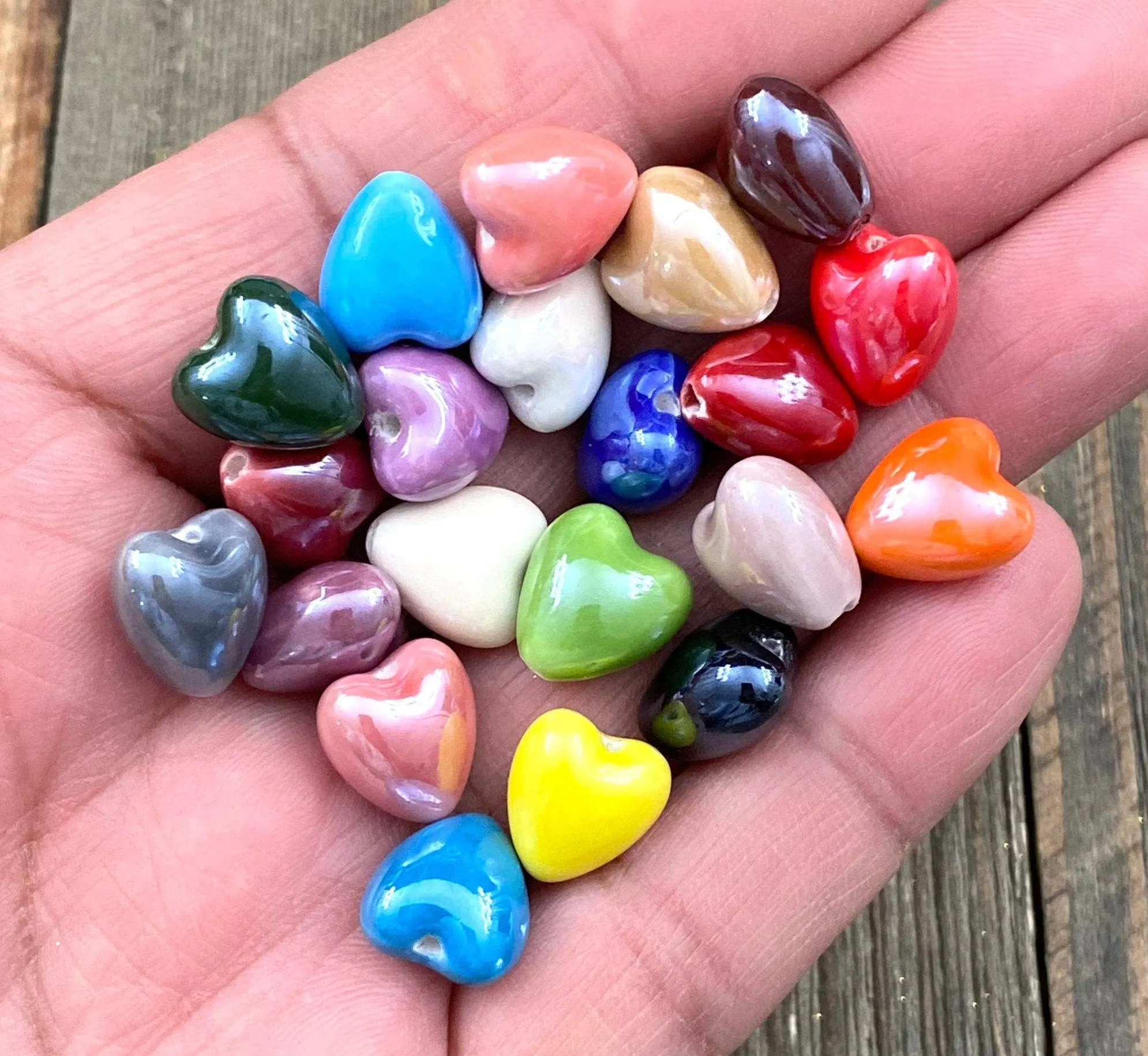 10/20 Heart Shape Ceramic Beads Porcelain Shiny Smooth Multicolor Spacers DIY Earrings Bracelets Anklets Bohemian Jewelry Findings Supplies