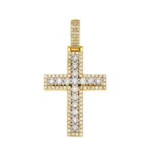 10K GOLD ROUND DIAMOND CROSS PENDANT 2.89 CT