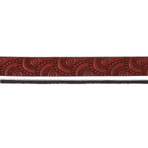 10mm Mahogany with Burgundy Flat Embossed Leather
