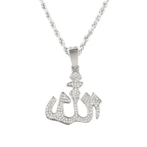 14k Gold Diamond Allah Pendant 1.1 Ctw