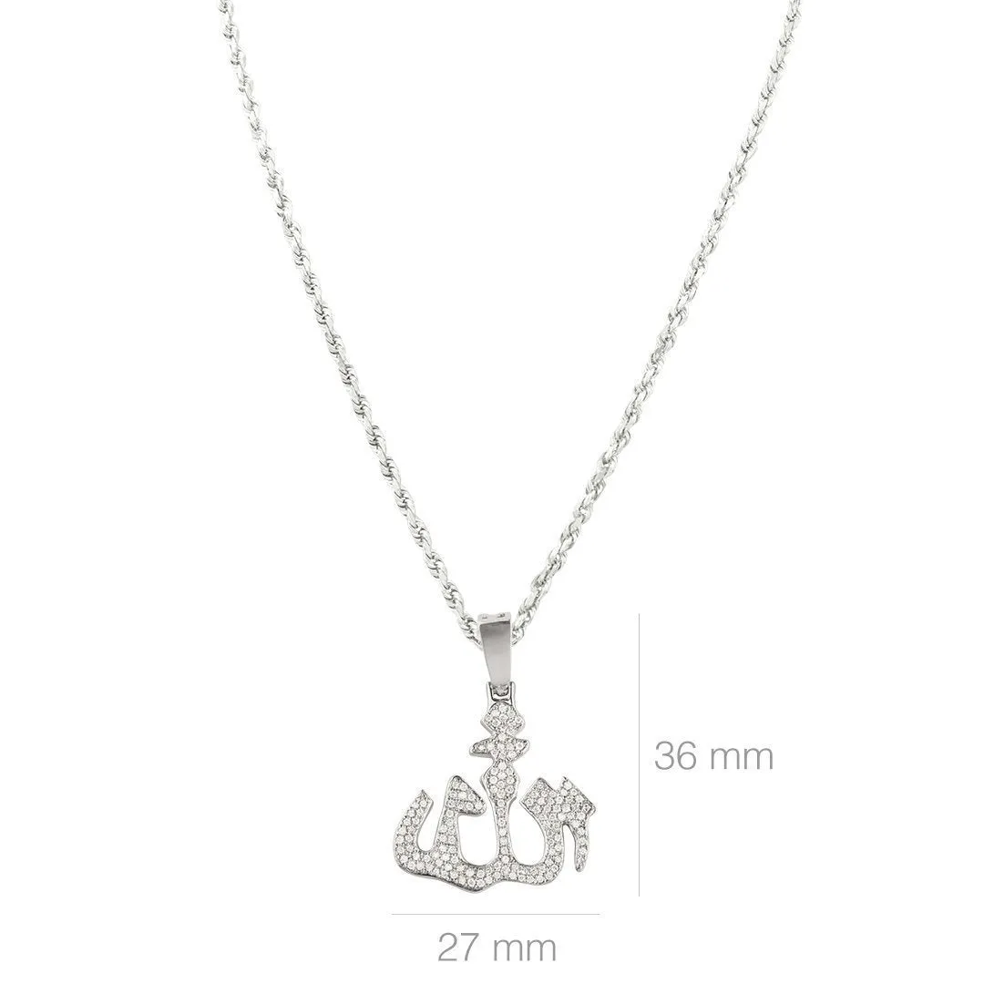 14k Gold Diamond Allah Pendant 1.1 Ctw