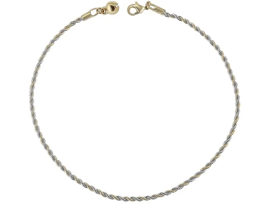 14K Gold  plated rope chain anklet bracelet