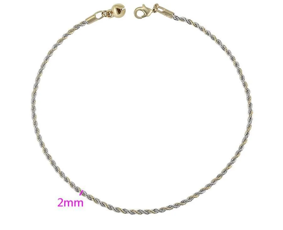 14K Gold  plated rope chain anklet bracelet