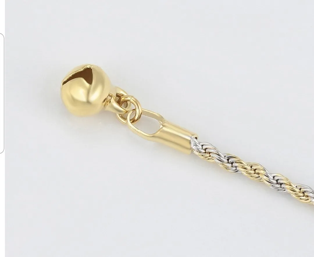 14K Gold  plated rope chain anklet bracelet