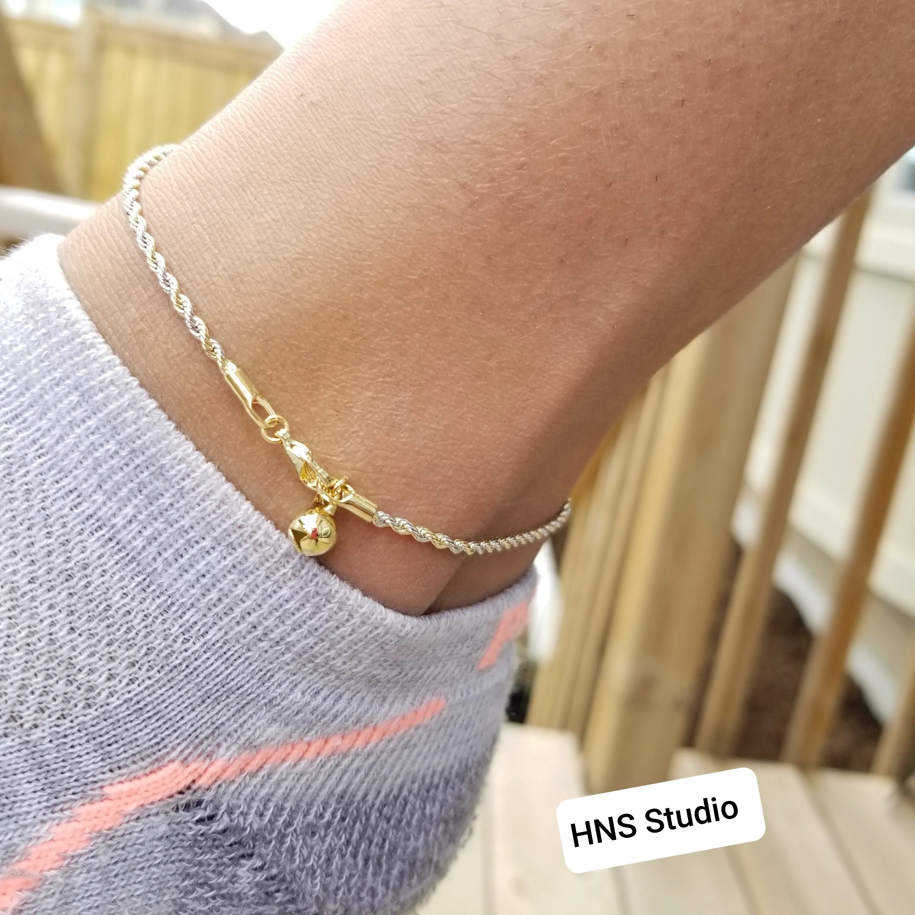14K Gold  plated rope chain anklet bracelet