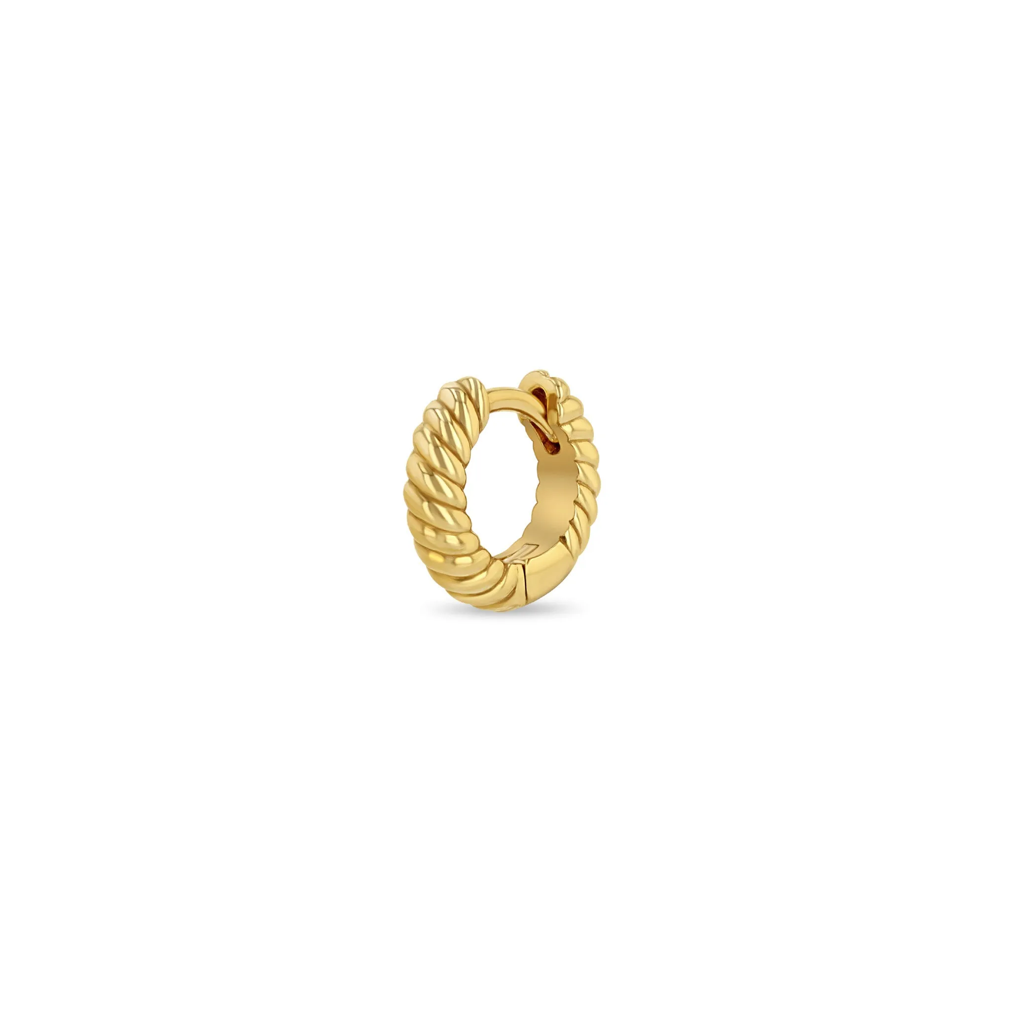 14k Gold Twisted Thick Huggie Hoops