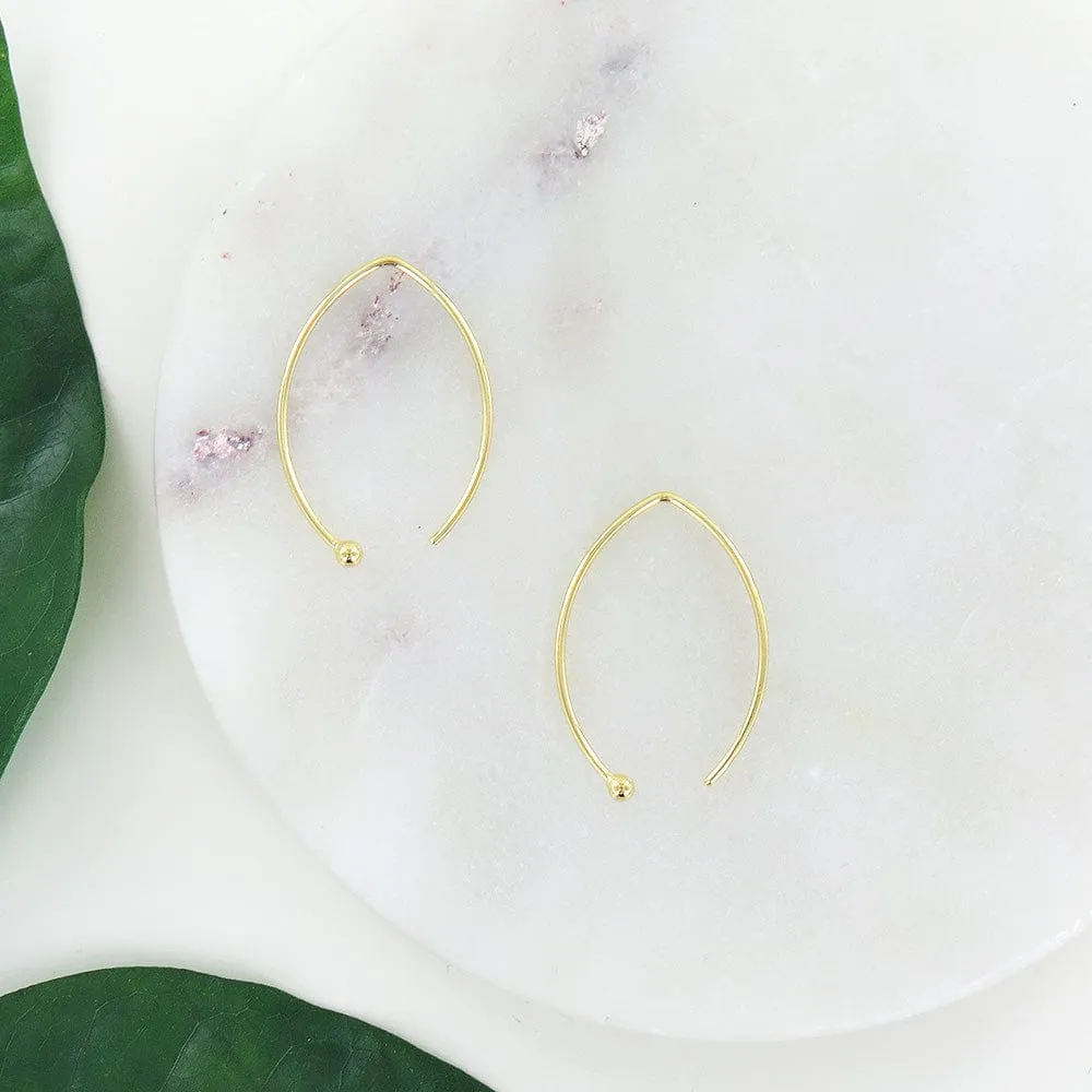 14K GOLD VERMEIL MARQUIS SHAPE HOOP WITH BALL