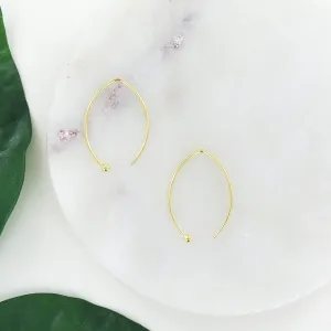 14K GOLD VERMEIL MARQUIS SHAPE HOOP WITH BALL