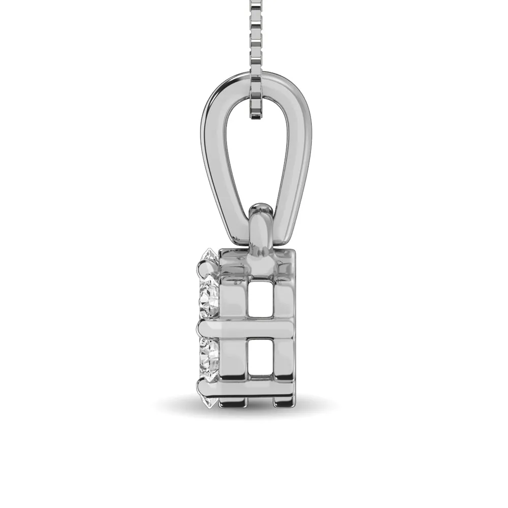 14K White Gold 1/4 Ct.Tw. Diamond Flower Pendant ( Color G-H, Clarity I3-I4 )