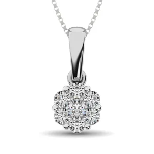 14K White Gold 1/4 Ct.Tw. Diamond Flower Pendant ( Color G-H, Clarity I3-I4 )