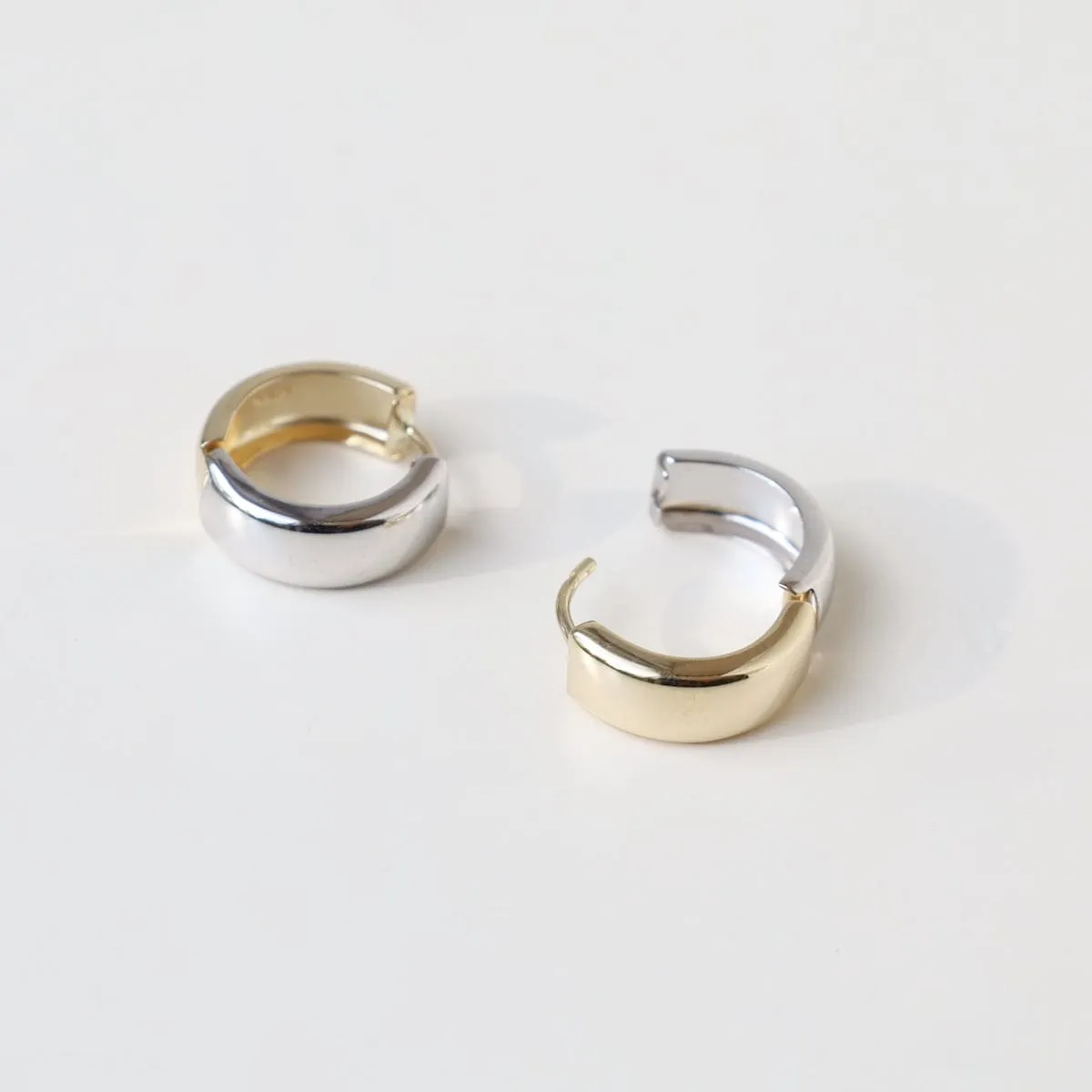 14k Yellow & White Gold Huggies - 15mm