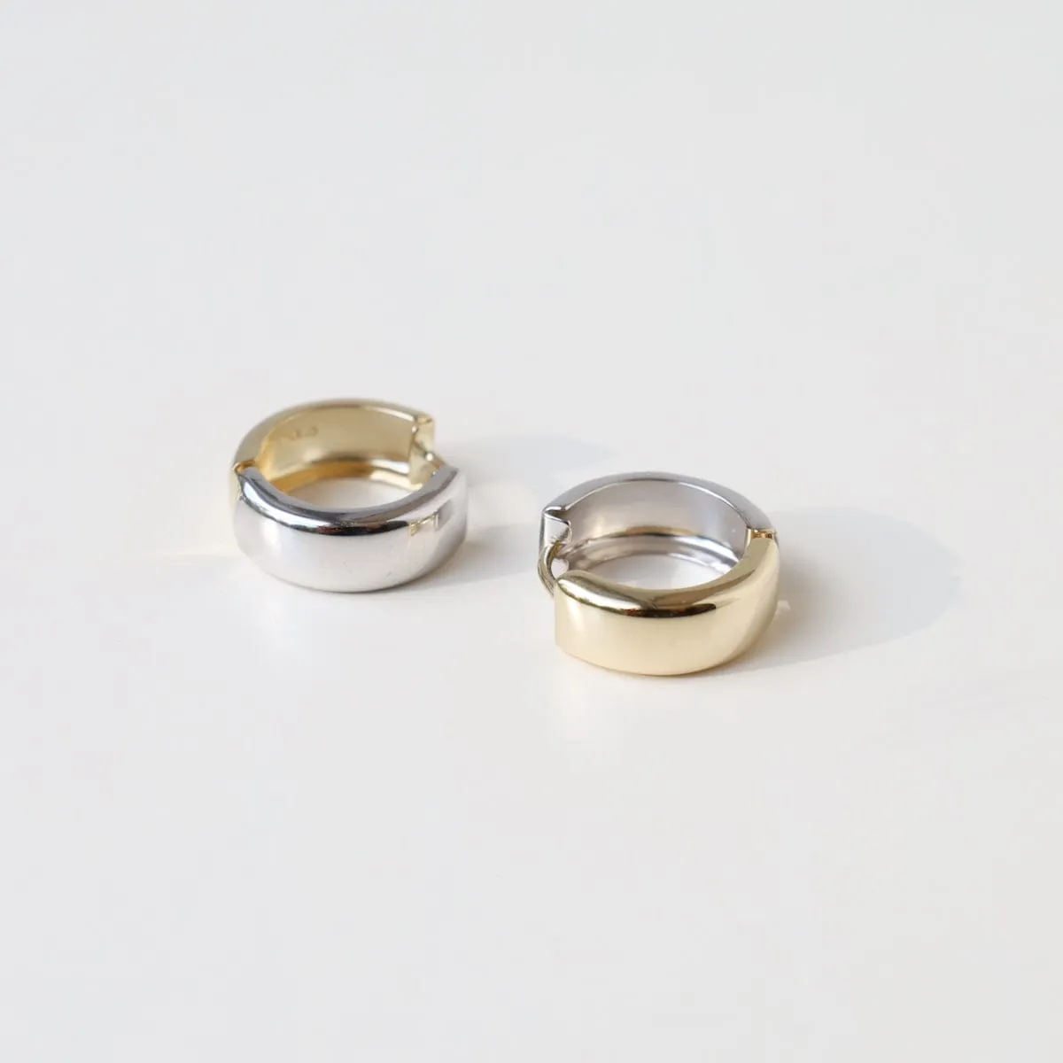 14k Yellow & White Gold Huggies - 15mm