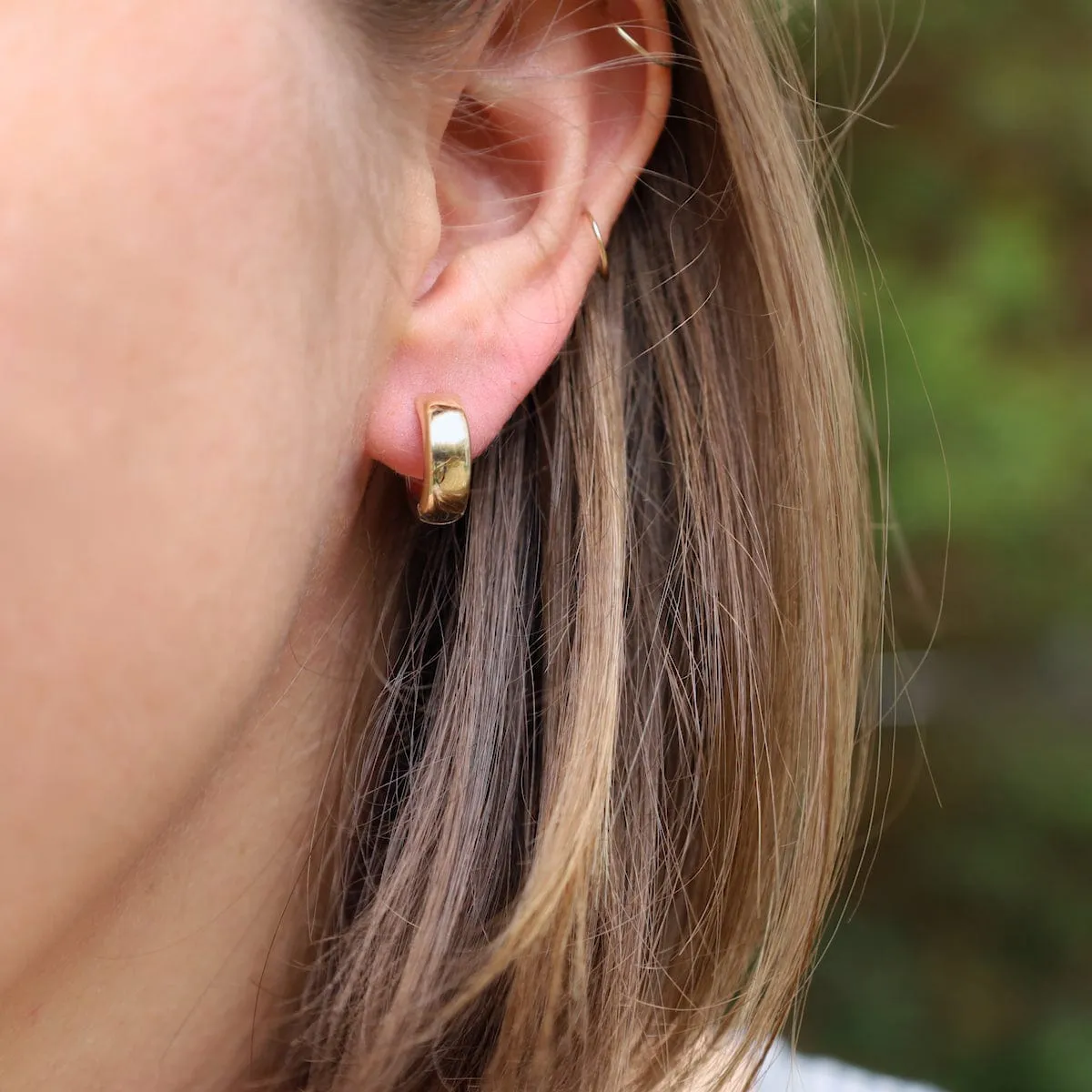 14k Yellow & White Gold Huggies - 15mm