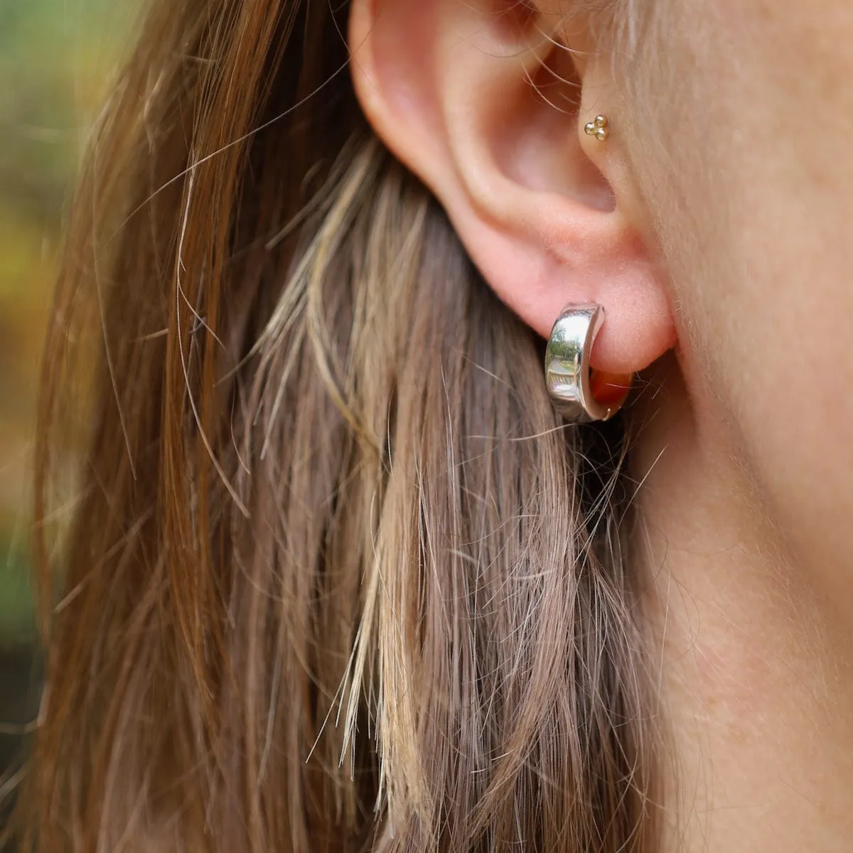 14k Yellow & White Gold Huggies - 15mm
