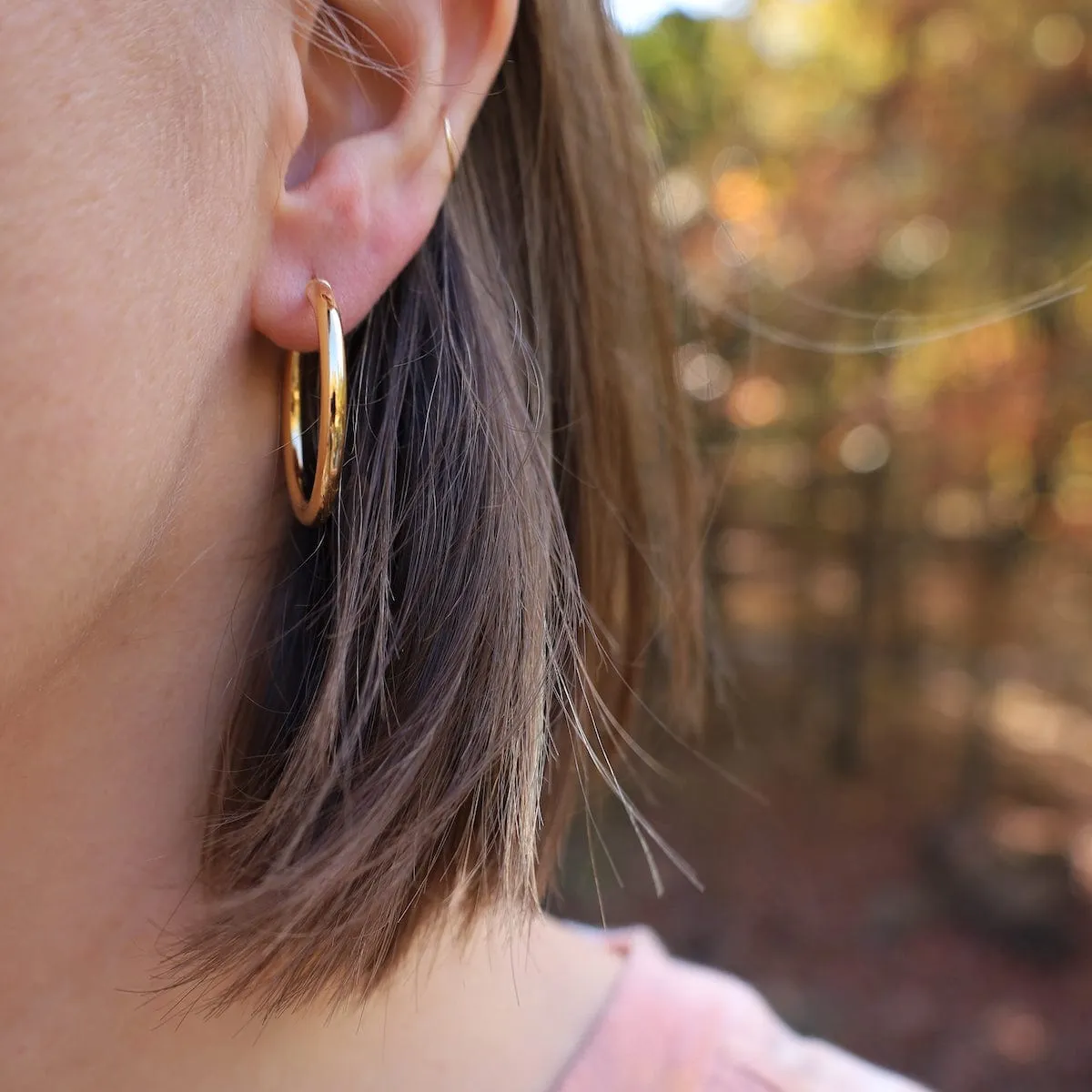 14k Yellow Gold 3x30mm Tube Hoop