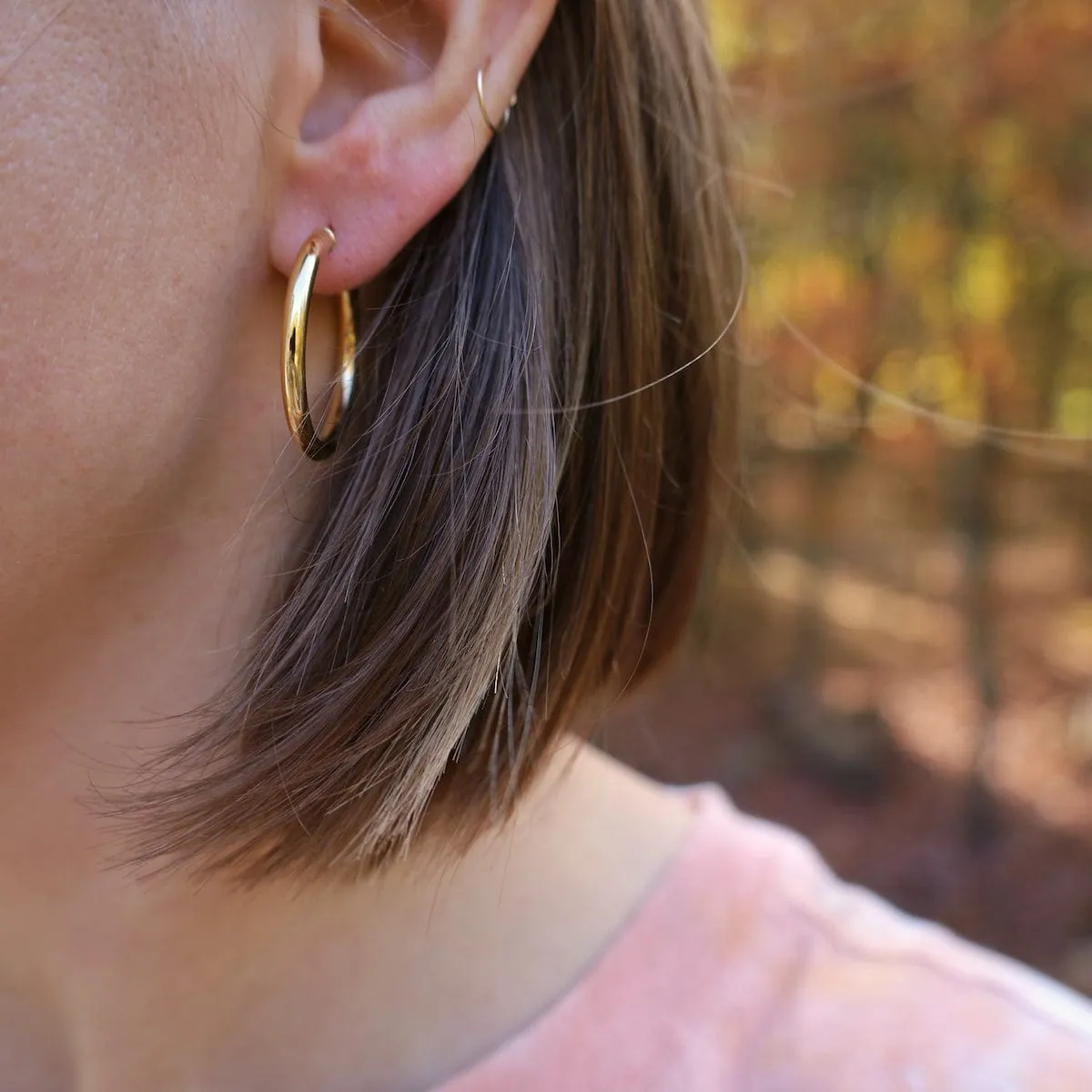 14k Yellow Gold 3x30mm Tube Hoop