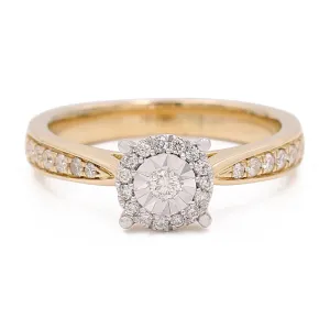 14k Yellow Gold Contemporary Diamond Engagement With 0.25Tw Round Diamonds