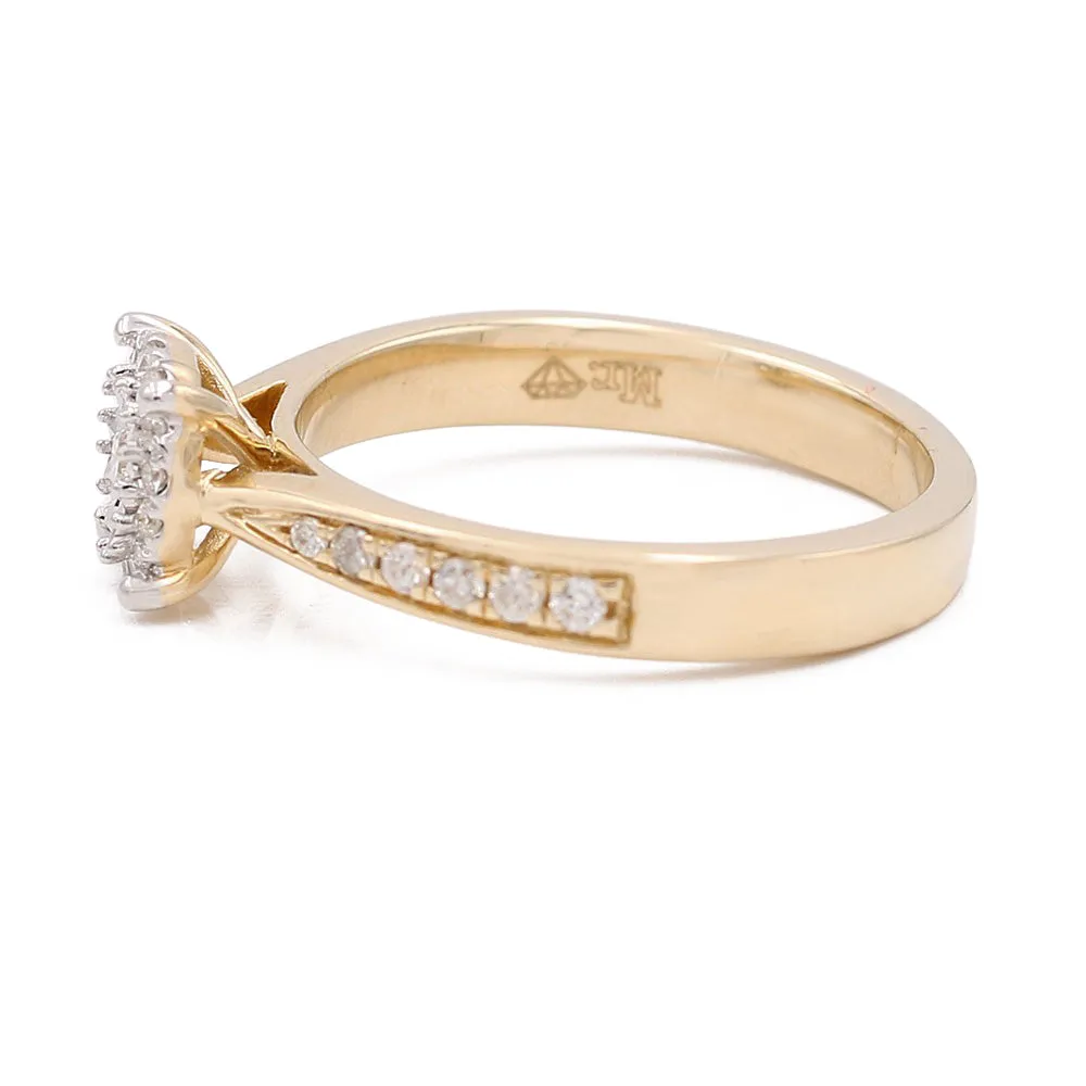 14k Yellow Gold Contemporary Diamond Engagement With 0.25Tw Round Diamonds