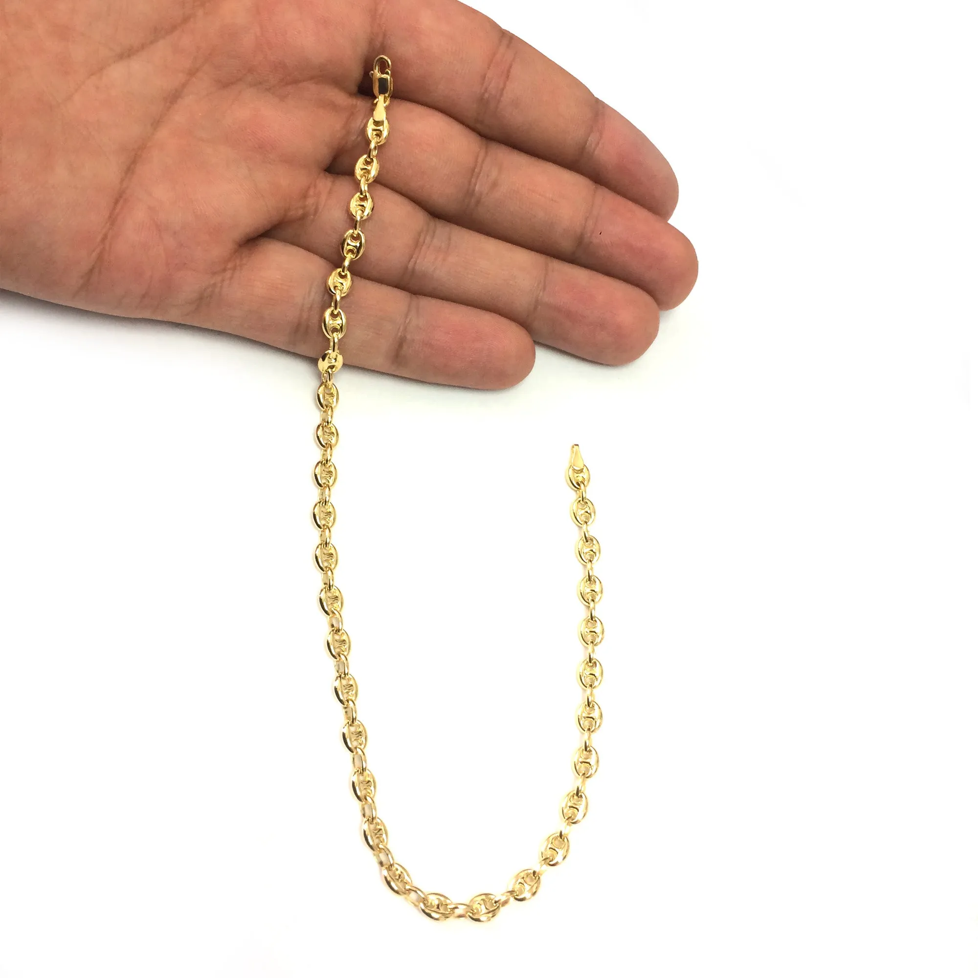14K Yellow Gold Mariner Chain Anklet Bracelet, 10"