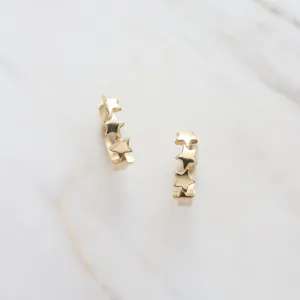 14k Yellow Gold Stars Huggies