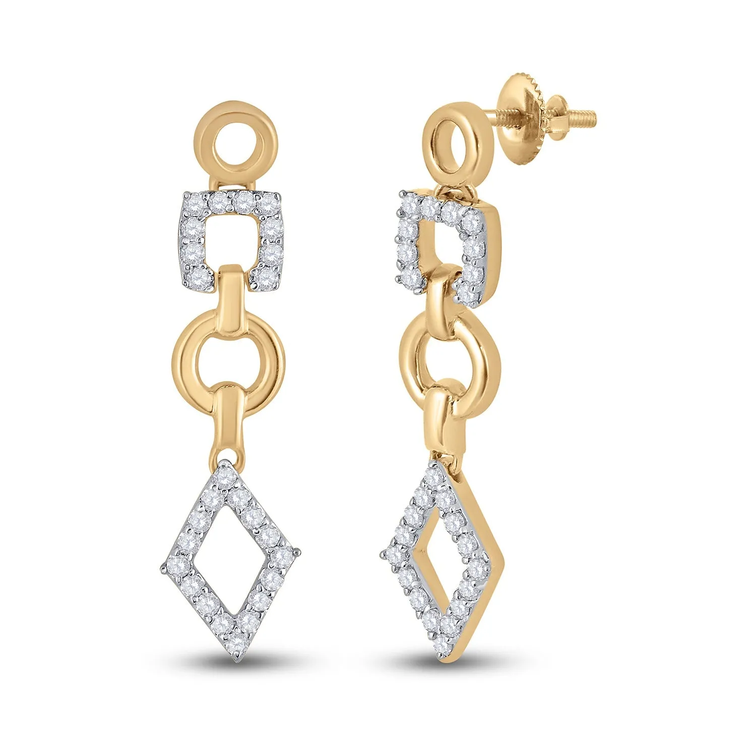14kt Rose Gold Diamond Geometric Dangle Earrings: A Modern Marvel