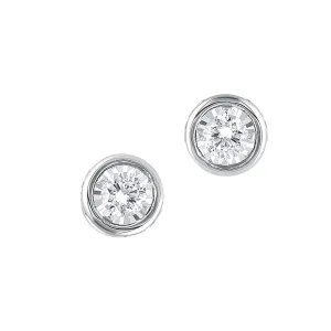 14KT White Gold Bezel Set Diamond Earrings