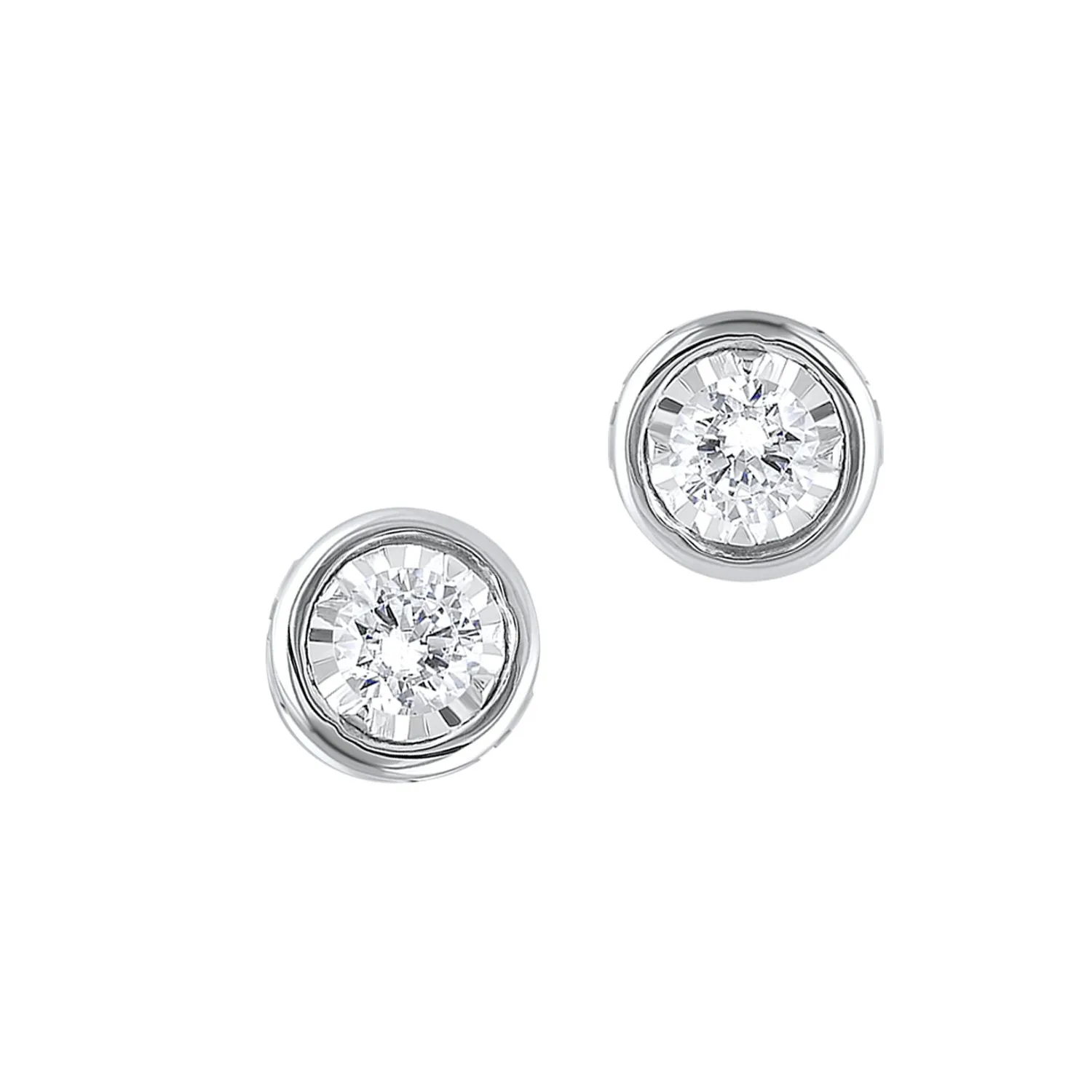 14KT White Gold Bezel Set Diamond Earrings
