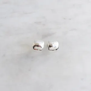 14mm Wide Hammered Sterling Silver Hoop on Post
