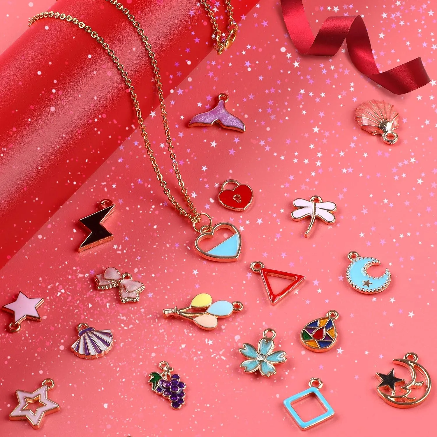 170Pcs Jewelry Making Charms Assorted Gold Plated Enamel Necklace Bracelet Charms Pendants for DIY Jewelry Making
