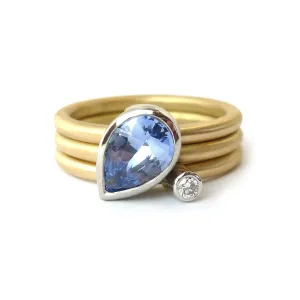 18ct Gold, Platinum and Blue Sapphire Ring