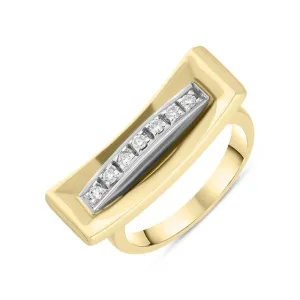 18ct  Yellow Gold Diamond Contemporary Oblong Ring