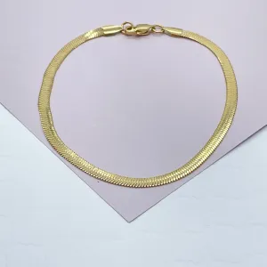 18k Gold Filled 4mm Herringbone Anklet   Dainty Ankle Bracelet  Jewelry Supplies Making
