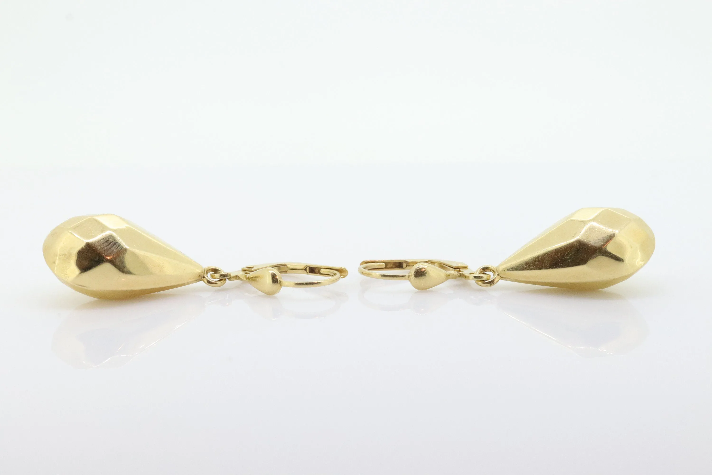 18k Gold Puffed Hollow Dangle Earrings. Glossy Geometric Drop earrings. Milor Italy st103/50