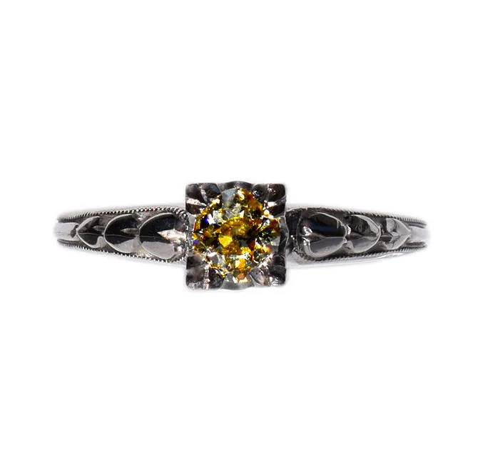 1930s Fancy Yellow Karlan & Bleicher Diamond Ring