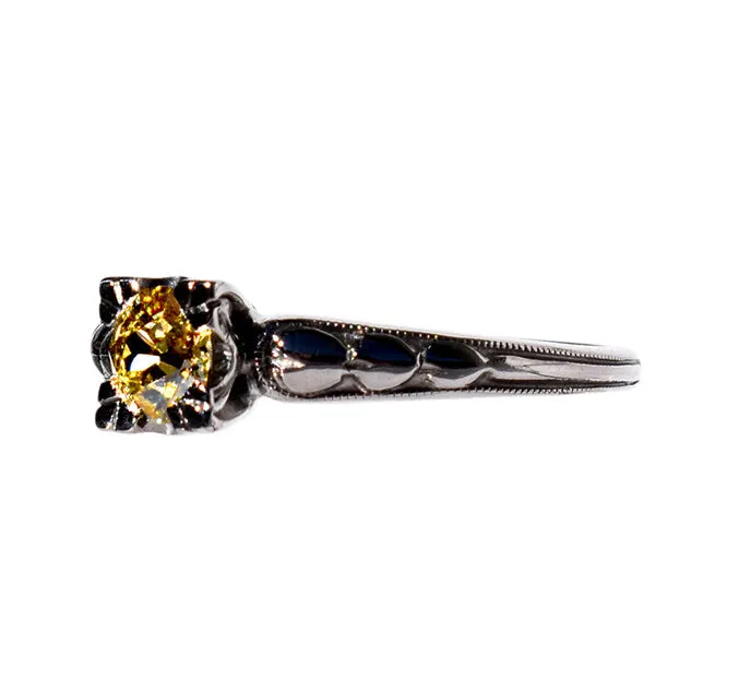 1930s Fancy Yellow Karlan & Bleicher Diamond Ring